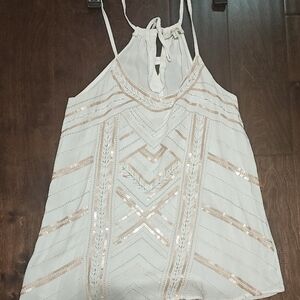 Miss Me Cream Sequin Halter Top